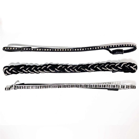 Anthropologie Accessories - NEW - 3PC Black & Silver Braided, Crystal & Studded Headband Headwrap Hair Set